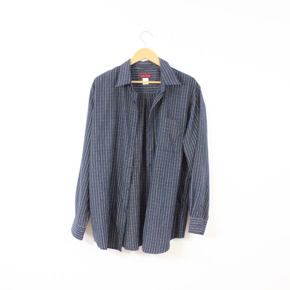 *Hunt Club Blue White Striped Mens Button Down - Picture 2 of 5